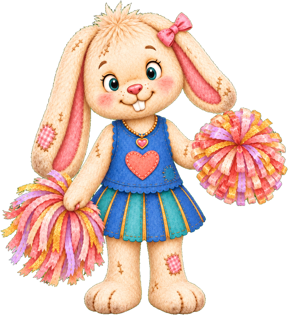 Bon Bon in her patched cheer outfit with a heart on her shirt.